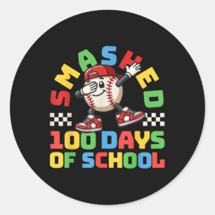Smashed 100 Days Of School Boys 100th Day Dabbing Classic Round Sticker