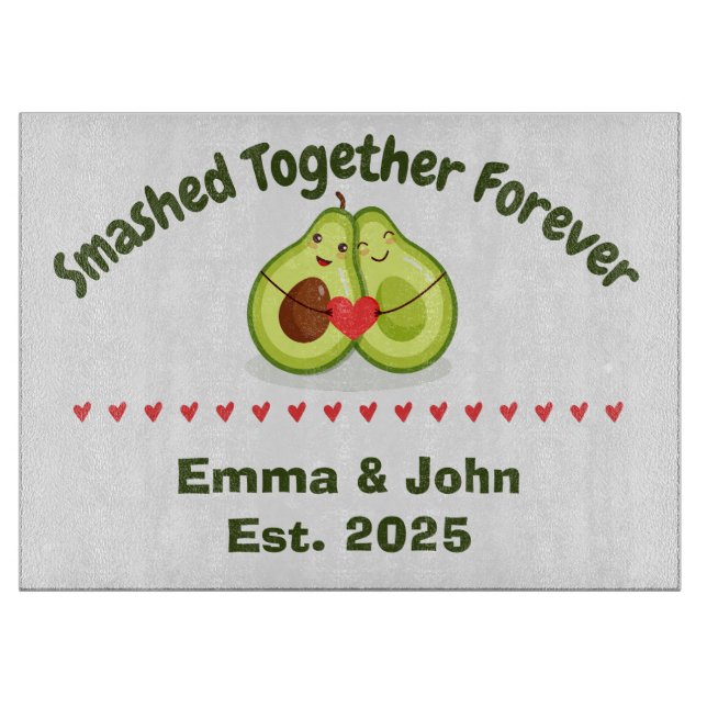 Smashed Together Forever Glass Cutting Board (Front)