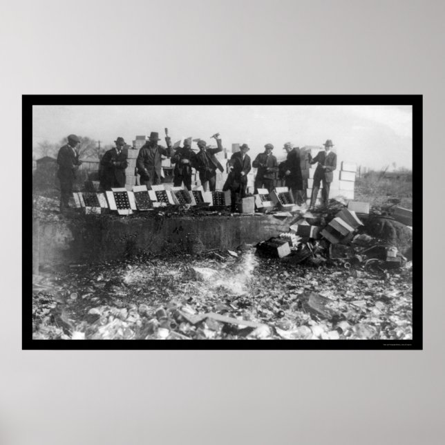 Smashing Beer Bottles Prohibition 1923 Poster (Front)