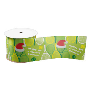 🎄Smashing Christmas🎾tennis pattern Satin Ribbon