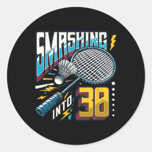 Smashing Into 30 Years Badminton Lover 30th Birthd Classic Round Sticker