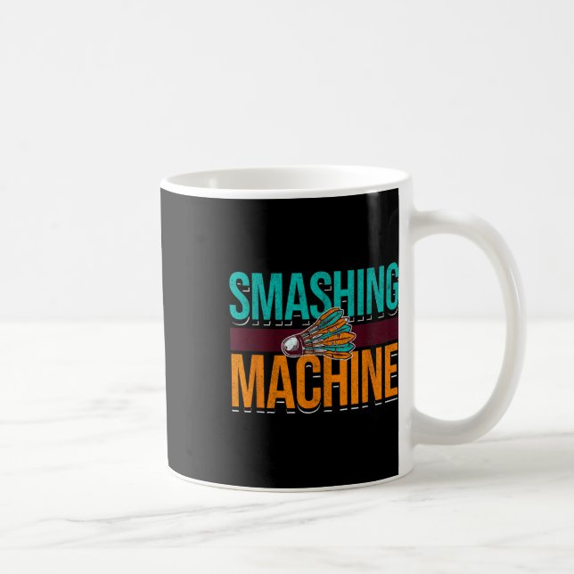 Smashing Machine Shuttle Retro Birdie Badminton  Coffee Mug (Right)