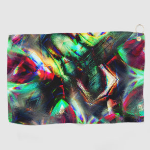 Smeared colourful scratched, red and green command golf towel