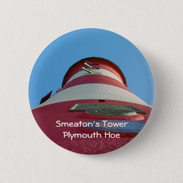 Smeaton's Tower Lighthouse, Plymouth Hoe 6 Cm Round Badge (Front)