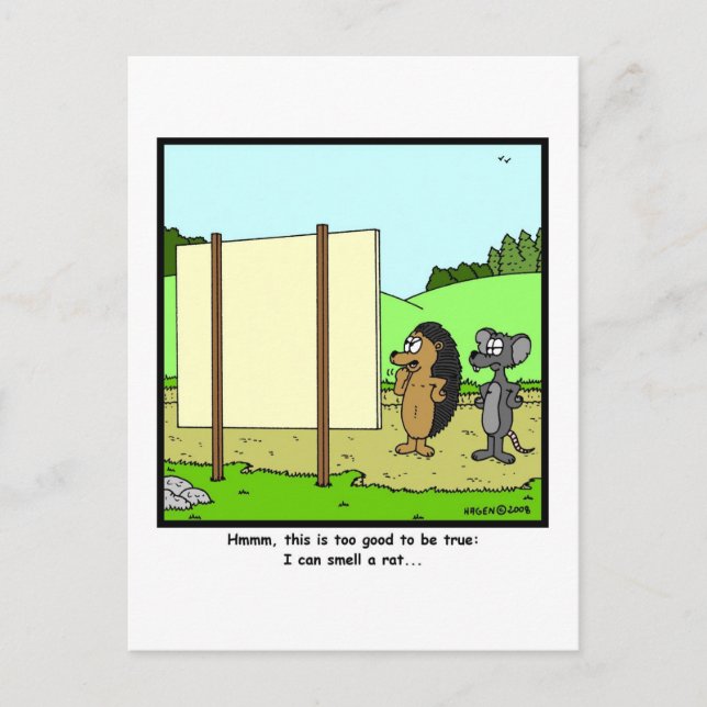 Smell a rat: Rat Cartoon Postcard (Front)