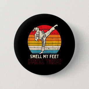 Smell Feet Girl Ponytail Kick Karate Taekwondo Kun 6 Cm Round Badge