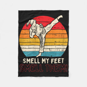 Smell Feet Girl Ponytail Kick Karate Taekwondo Kun Fleece Blanket