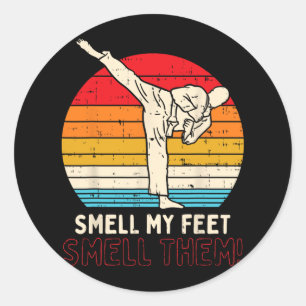 Smell Feet Kick Retro Karate Taekwondo Martial Art Classic Round Sticker