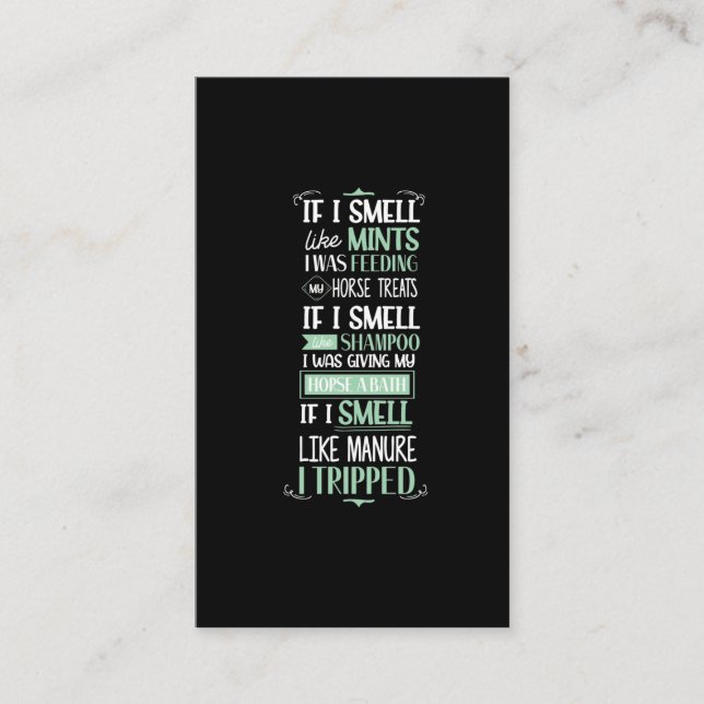 Smell Like Horse Horseback Riding Equestrian Humor Business Card (Front)