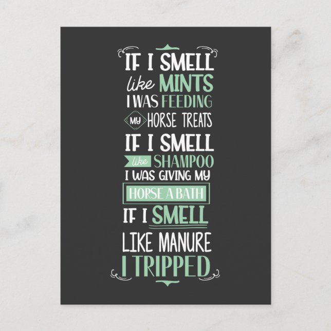 Smell Like Horse Horseback Riding Equestrian Humou Postcard (Front)
