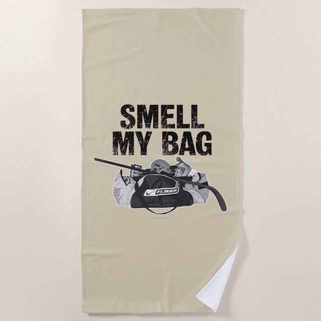 Smell My Bag (hockey stench) Beach Towel (Front)