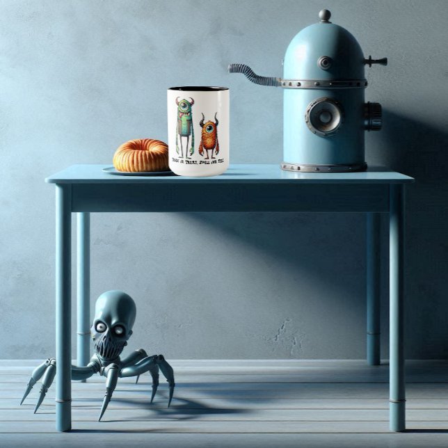 Smell Our Feet Monster Buddies Custom Two-Tone Coffee Mug (Coffee time.)