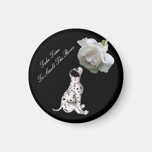 Smell Roses Puppy Rose Inspirational Magnet (Front)