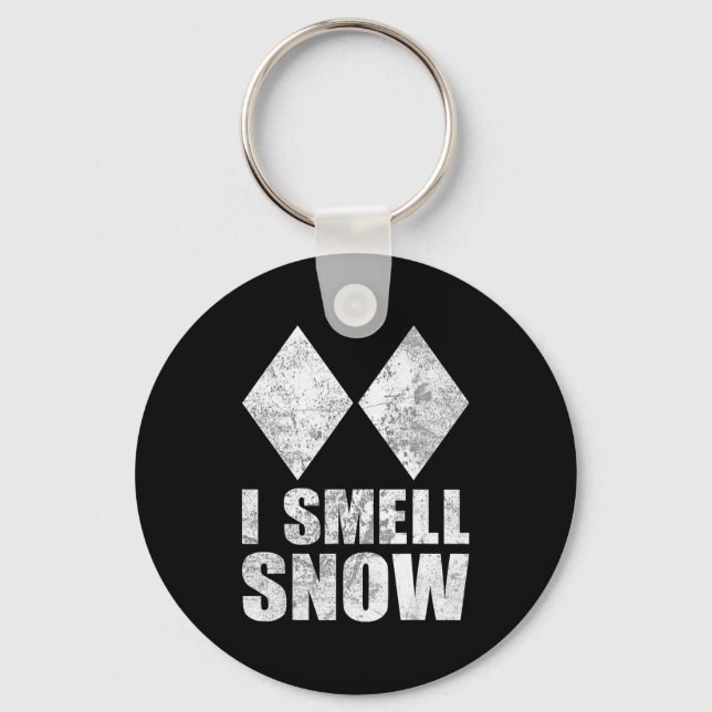 Smell snow skiing freestyle difficult diamond key ring (Front)