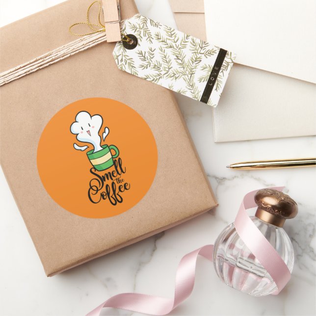 Smell The Coffee Sticker & Label (Gifting)