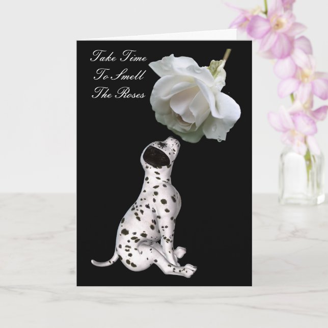 Smell The Roses Puppy Rose Inspirational  Card (Orchid)