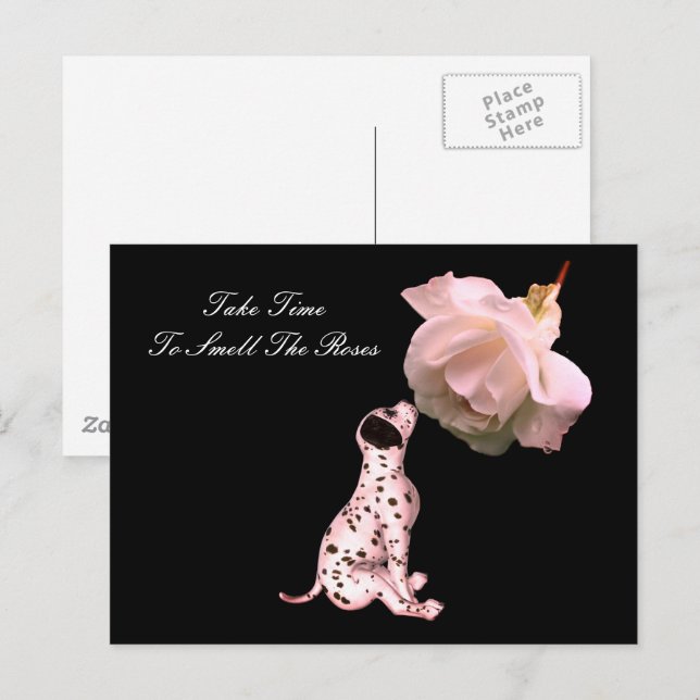 Smell The Roses Puppy Rose Inspirational Postcard (Front/Back)
