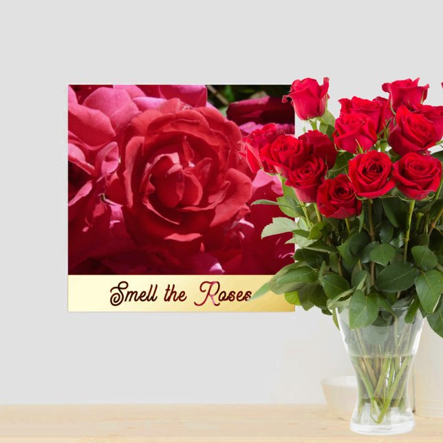 Smell the Roses Red Floral Gold Foil Prints (Creator Uploaded)