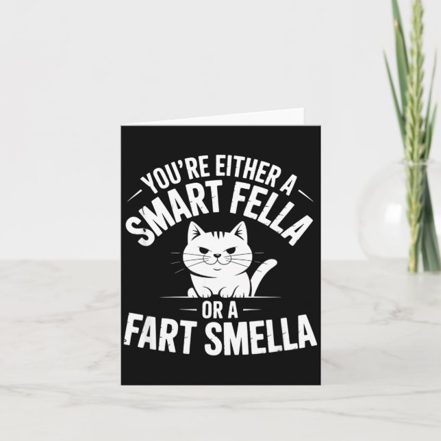 Smella Cat Smart Fart Humor Spoonerism Fella Fun Card (Front)