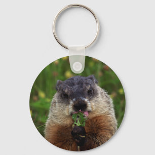 Smelling Spring Groundhog Key Ring