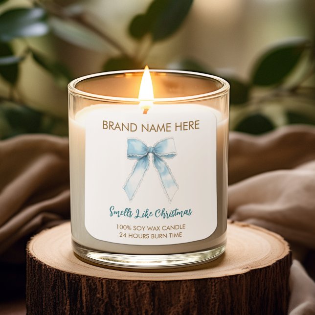 Smells Like Christmas | Blue Bow Candle Labels (Creator Uploaded)