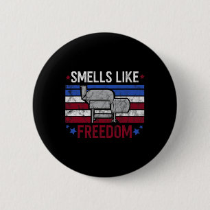 Smells Like Freedom American Smoker Patriotic Bbq 6 Cm Round Badge