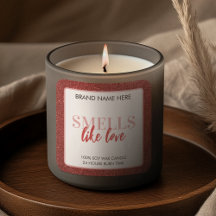 Smells Like Love Valentine Glitter Candle Label 