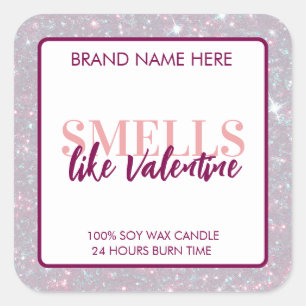 Smells Like Valentine Glitter Candle Label 