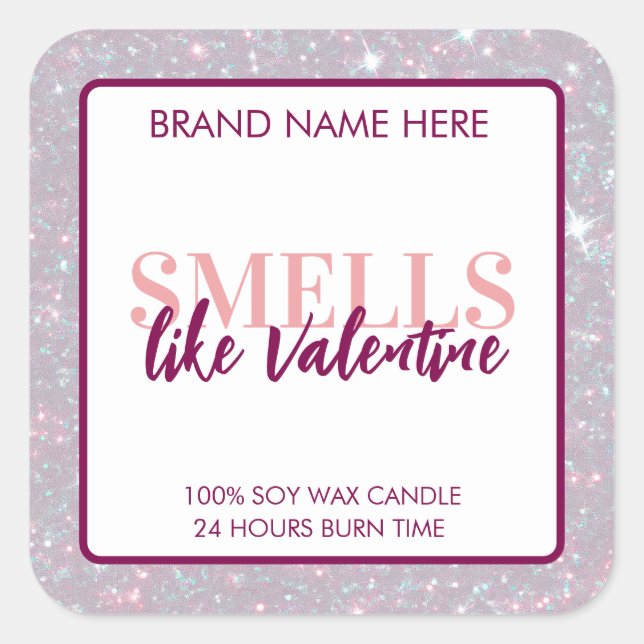 Smells Like Valentine Glitter Candle Label  (Front)