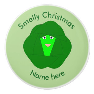 Smelly Christmas Brussels Sprout Ceramic Knob