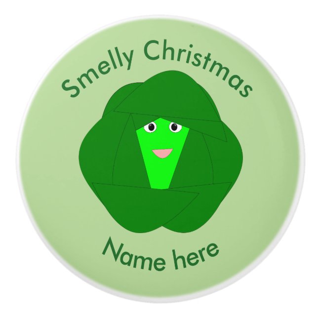 Smelly Christmas Brussels Sprout Ceramic Knob (Front)