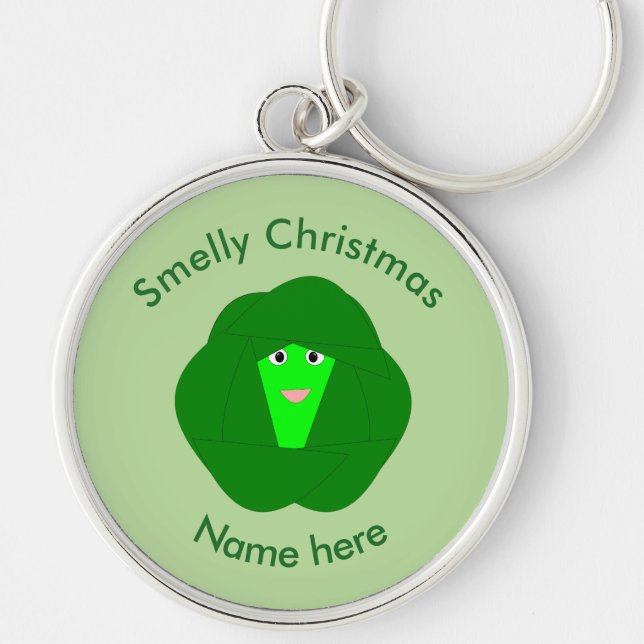 Smelly Christmas Brussels Sprout Custom Keychain (Front)
