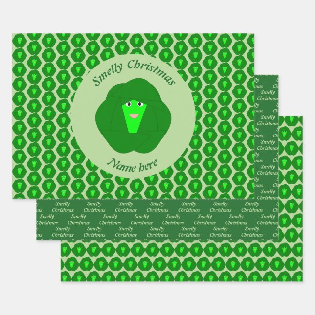 Smelly Christmas Brussels Sprout Custom Wrapping Paper Sheet (Set)