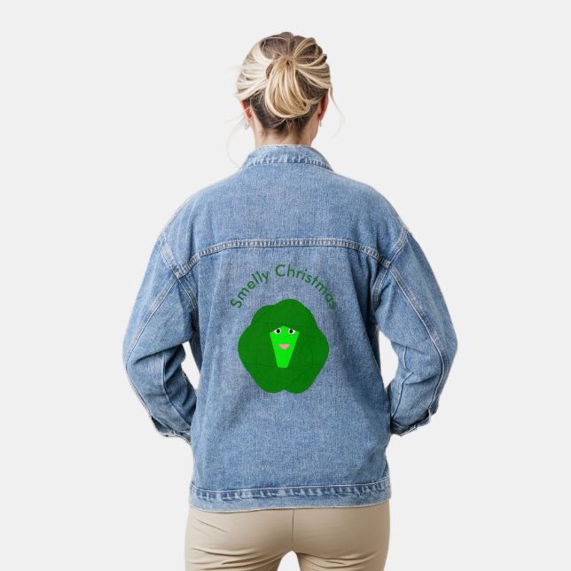 Smelly Christmas Brussels Sprout Funny Custom Denim Jacket (Model)