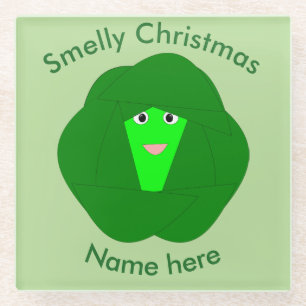 Smelly Christmas Brussels Sprout Glass Coaster