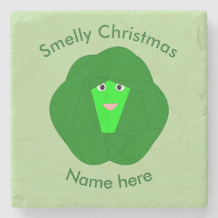 Smelly Christmas Brussels Sprout Stone Coaster
