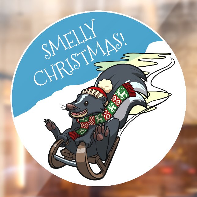 Smelly Christmas! Skunk On A Sled Xmas Cartoon (Sheet 2)
