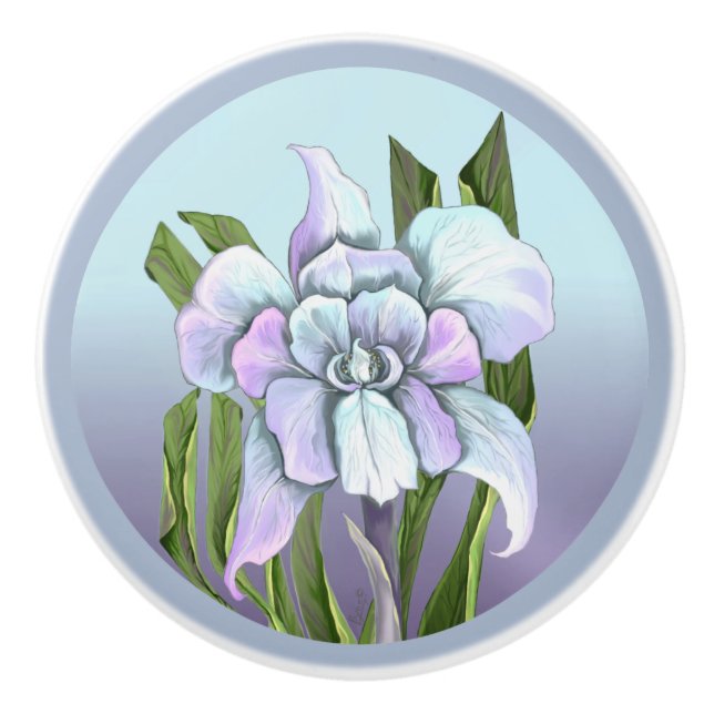 Smeraldo flower ceramic knob (Front)