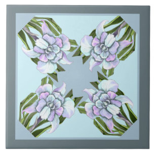 Smeraldo flower ceramic tile