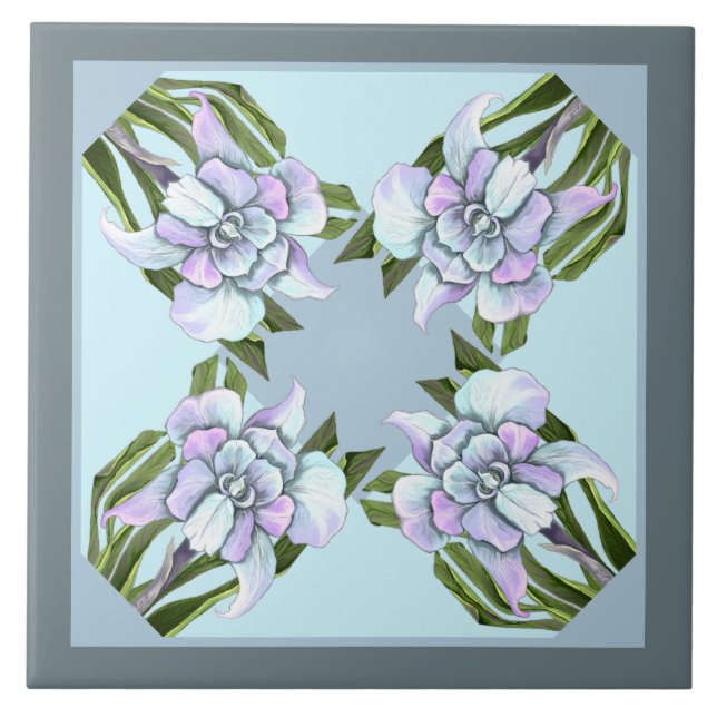 Smeraldo flower ceramic tile (Front)