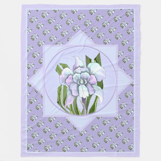 Smeraldo flower fleece blanket (Front)