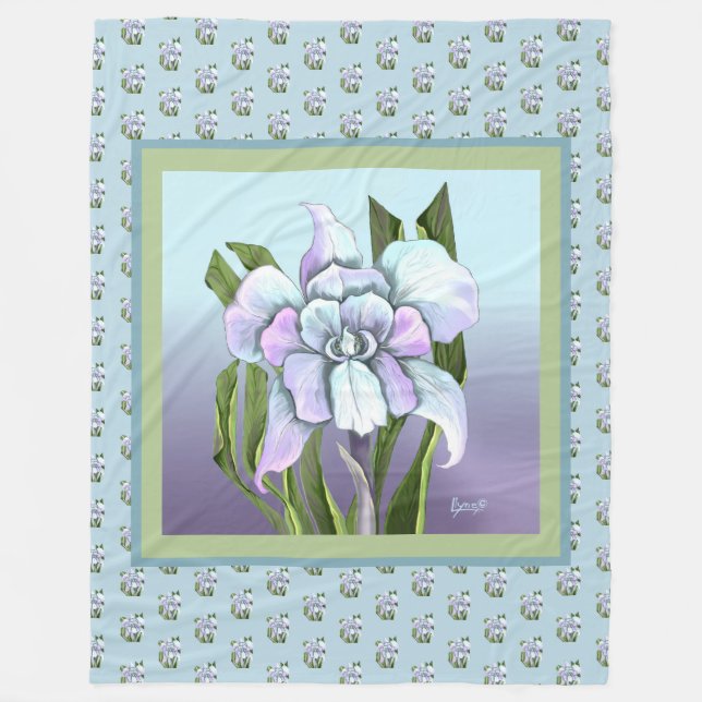Smeraldo flower Fleece Blanket (Front)