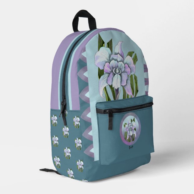 Smeraldo flower printed backpack (Back Corner Left)