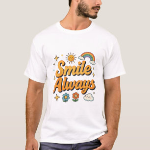 Smile Always Retro Rainbow Design T-Shirt