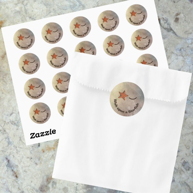 Smile and a Wink Starfish Cute Classic Round Sticker (Creator Uploaded)