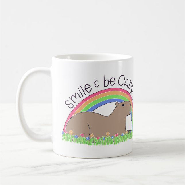 Smile and Be Cappy cute happy capybara Coffee Mug (Left)