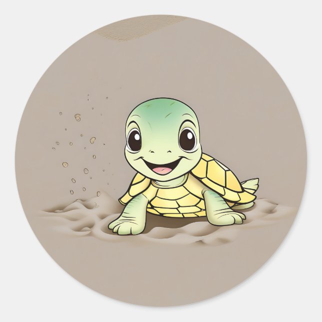 Smile Baby Turtle Classic Round Sticker (Front)