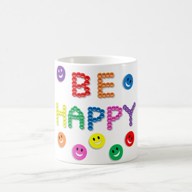 Smile Be Happy Face Fun Funny Happiness Coffee Mug (Center)
