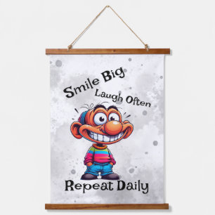 "Smile big, laugh often, repeat daily" Cartoon Hanging Tapestry