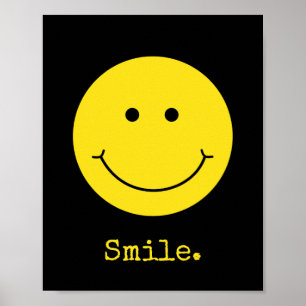 Smile Black Yellow Face Grin Typography Poster